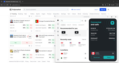 Surfshark accessed Polymarket