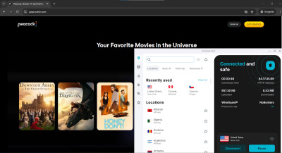 Peacock TV unblocked with Surfshark