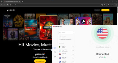 Peacock TV unlbocked with TotalVPN