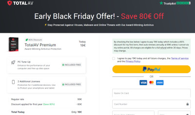 TotalAV Premium checkout for Black Friday