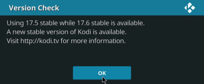 version check notification on kodi