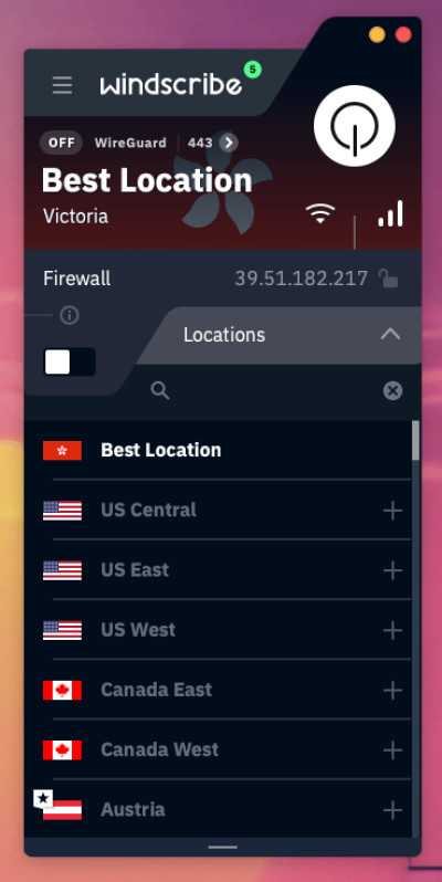 Using windscribe to watch sky go