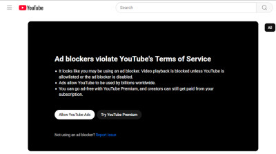 YouTube anti ad blocker update