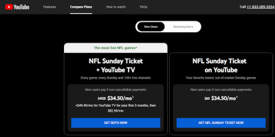 YouTube TV NFL Sunday Ticket pricing
