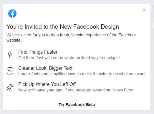 facebook beta 2019