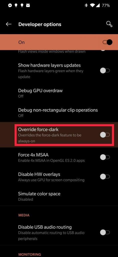 force dark mode